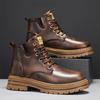 Men's Boots Soft Sole Four Seasons Anti Slip Comfortable High Top Boots Men's Thick Soled Comfortable Youth Versatile Work Boots