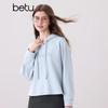 Betu Women's Loose Fit Hooded Sweatshirt with Letter Embroidery