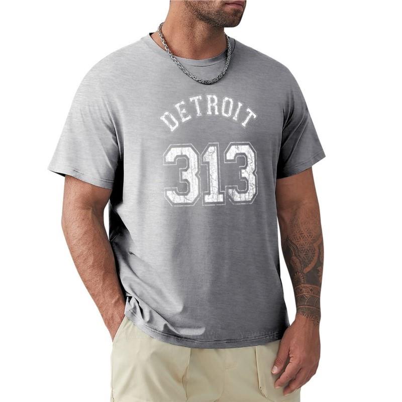 Detroit 313 T-Shirt Graphic T Shirt Sweat Shirts Mens Workout Shirts Black Cotton Mens T-shirt