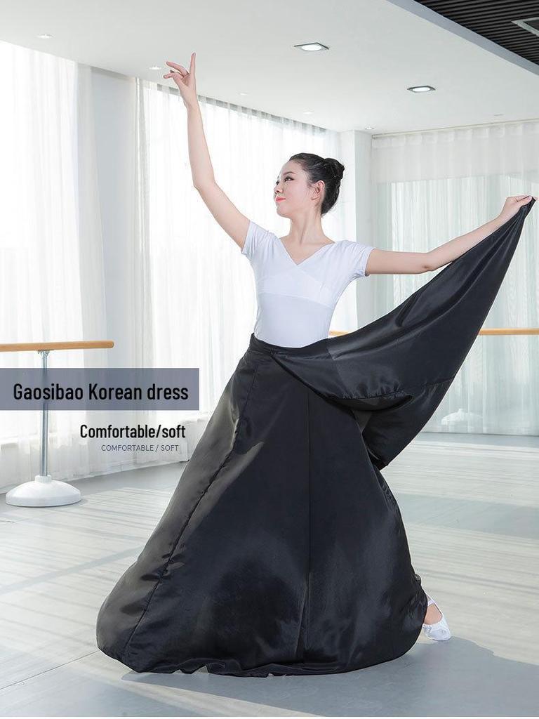 Red Shoes Midi Skirt: Gossamer Korean Dance Performance Costume for Women
