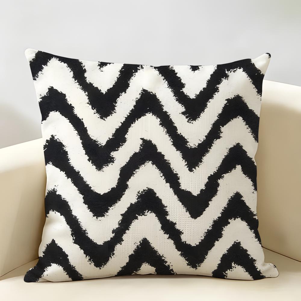 Nordic Geometric Embroidery Pattern Cushion Cover Natural Linen Organic Fabric Printing Breathable Perfect For Home Decor