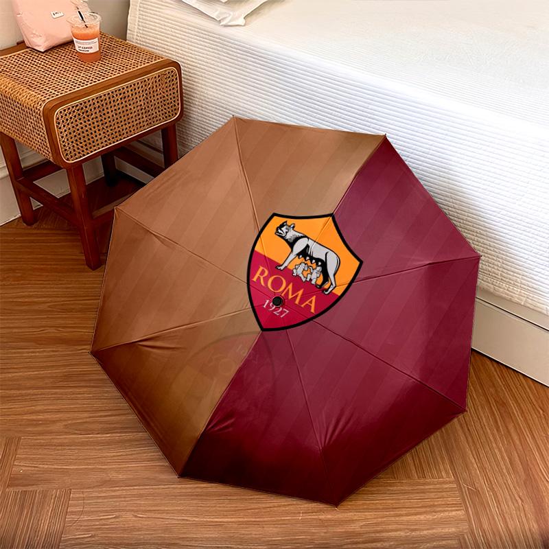 AS Roma  Pattern, Automatic Folding Umbrella, Portable and Foldable Design, 8 Ribs, a Christmas or Birthday Gift.