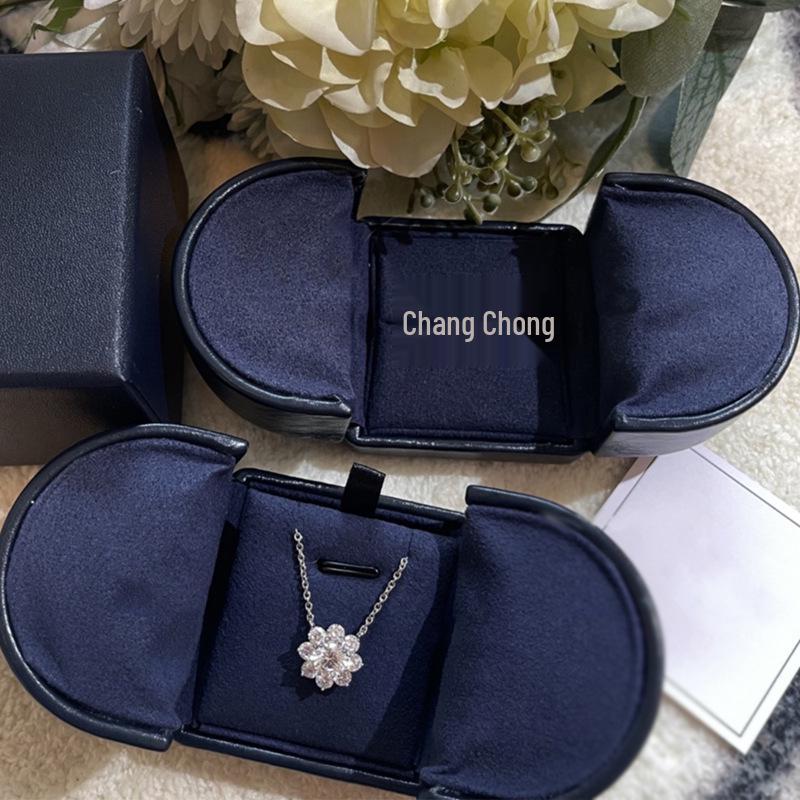 New S925 Sterling Silver Korean Floral Zircon Stud Earrings for Women