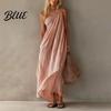 Lightweight Women Dress Women's Summer One Shoulder Beach Sundress Pleated A-line Flowy Long
