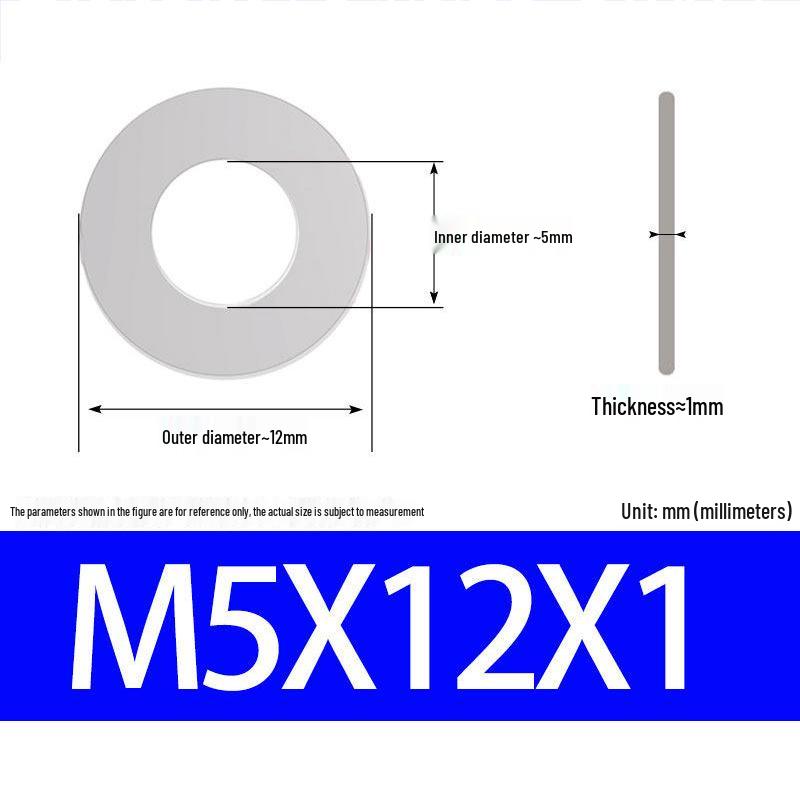 304 Stainless Steel Ultra-Thin Flat Washer, Thickness: 0.1/0.2/0.3/0.4/0.5 Mm, Sizes M1-M8