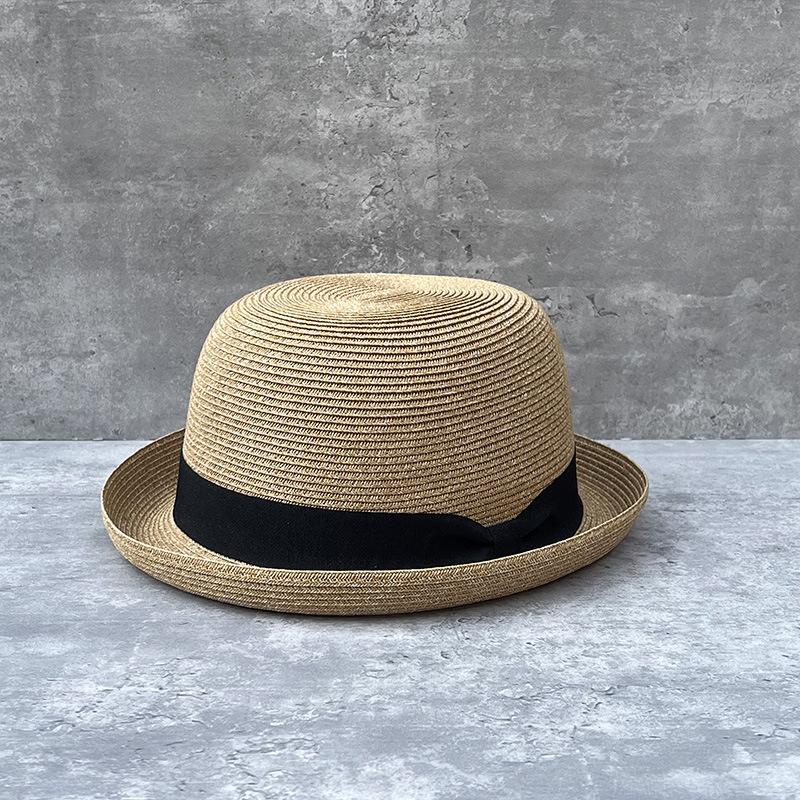 

Summer Casual Sunshade Crimped Straw Hat Women S Basin Hat Outdoor Sunscreen Photo Topper Hat Simple Versatile Fisherman Hat M（55-57.5cm）