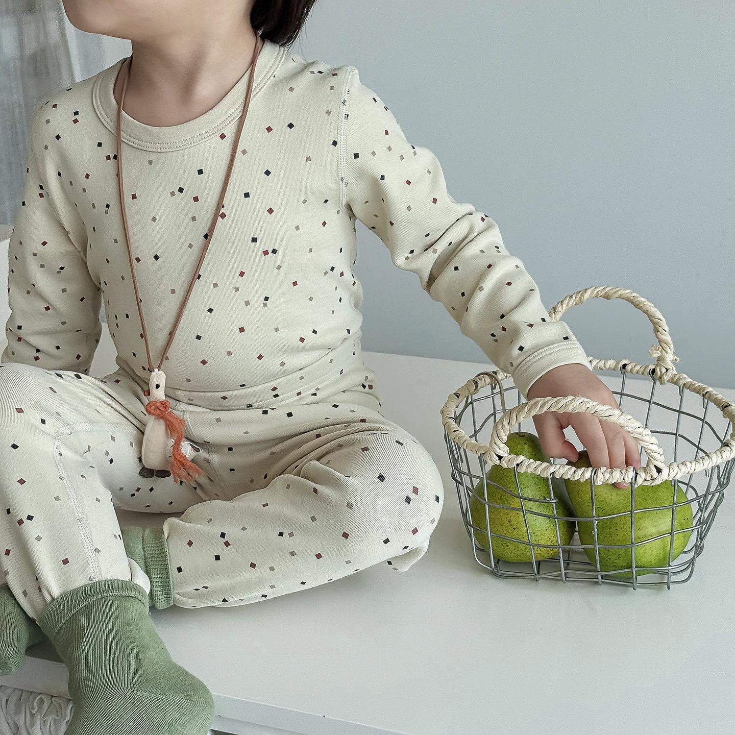 

Class A Pure Cotton Children s Autumn Pajamas: Warm Underwear Set for Teen Boys and Girls 110 (Height ~1m)