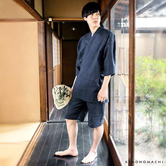 Kyoto Kimonomachi Original Indigo Striped Cotton and Size Day Plus Size [KIMONOMACHI] Men's Jinbei, Linen, 4L, Father's Gift, Loungewear,
