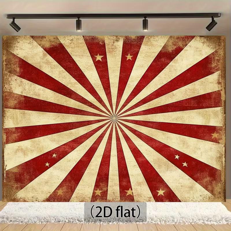 

2D Aged Red White Starburst Tapestry Vintage Circus Carnival Decor Background 47.2x31.5inch/120*80cm