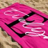 Personalized Name Beach Towel, Oversized Custom Monogram Pool Towel, Signature Beach Towel For Kids, Vacation Gift, Picnic Towel
