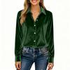 Damers Moderiktiga Färgslag Långärmad Casual Lös Guld Sammet Skjorttopp