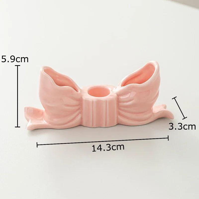 Bowknot-shaped Ceramic Candle Holders Desk Decoration Romantic Candlestick Wax Melt Burner Candle Stand Room Aesthetic Decor