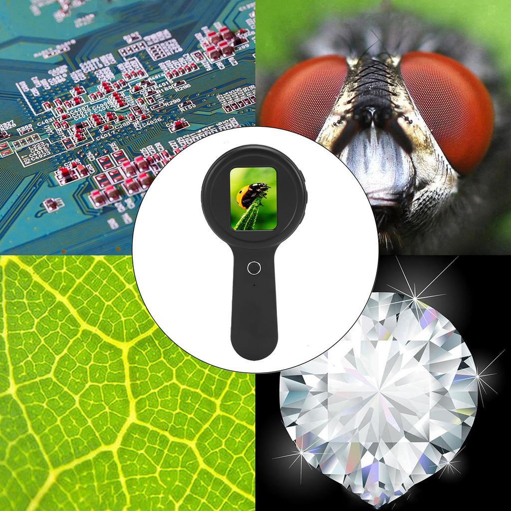 Microscopio Digitale Portatile Schermo da 2,0 Pollici Lente d'Ingrandimento Digitale Portatile Ingrandimento 200X 16 Luci LED Anti-vibrazione