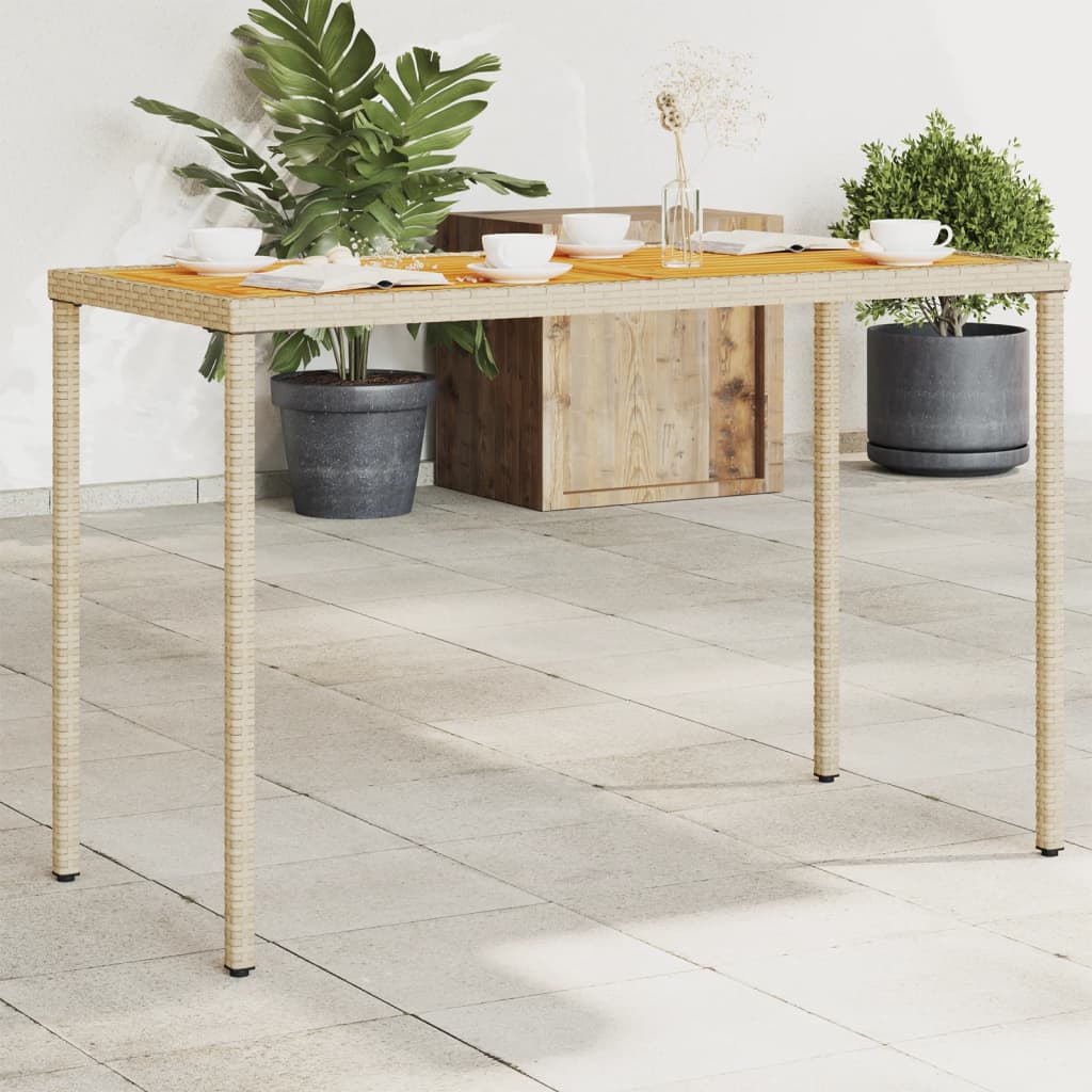 Garden Table with Acacia Wood Top 115 x 54 x 74 cm Poly Rattan
