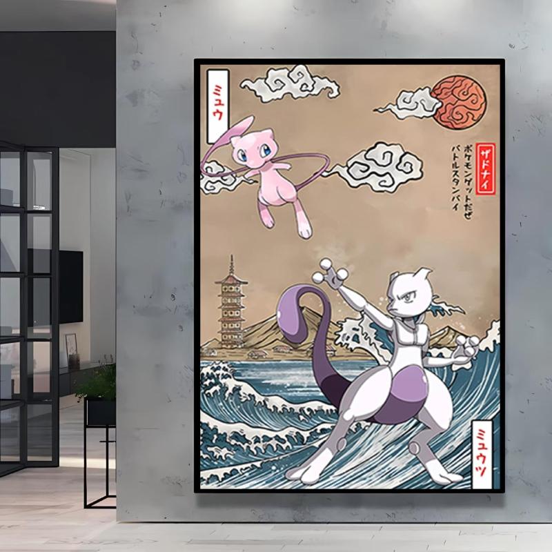 Poster and Painting  Mewtwo Charizard Christmas Gifts Home Room Picture Wall Art Classic Spray Printing Canvas Painting