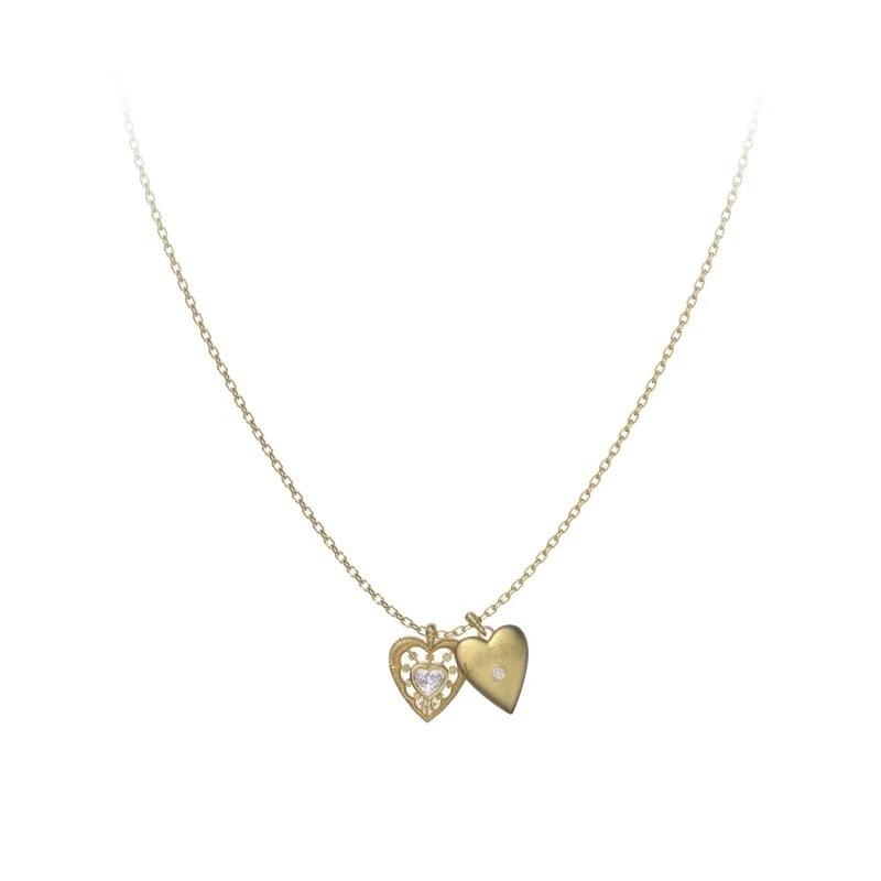 Gold necklace female French retro exquisite niche design stacked wearing love collarbone chain commuting versatile