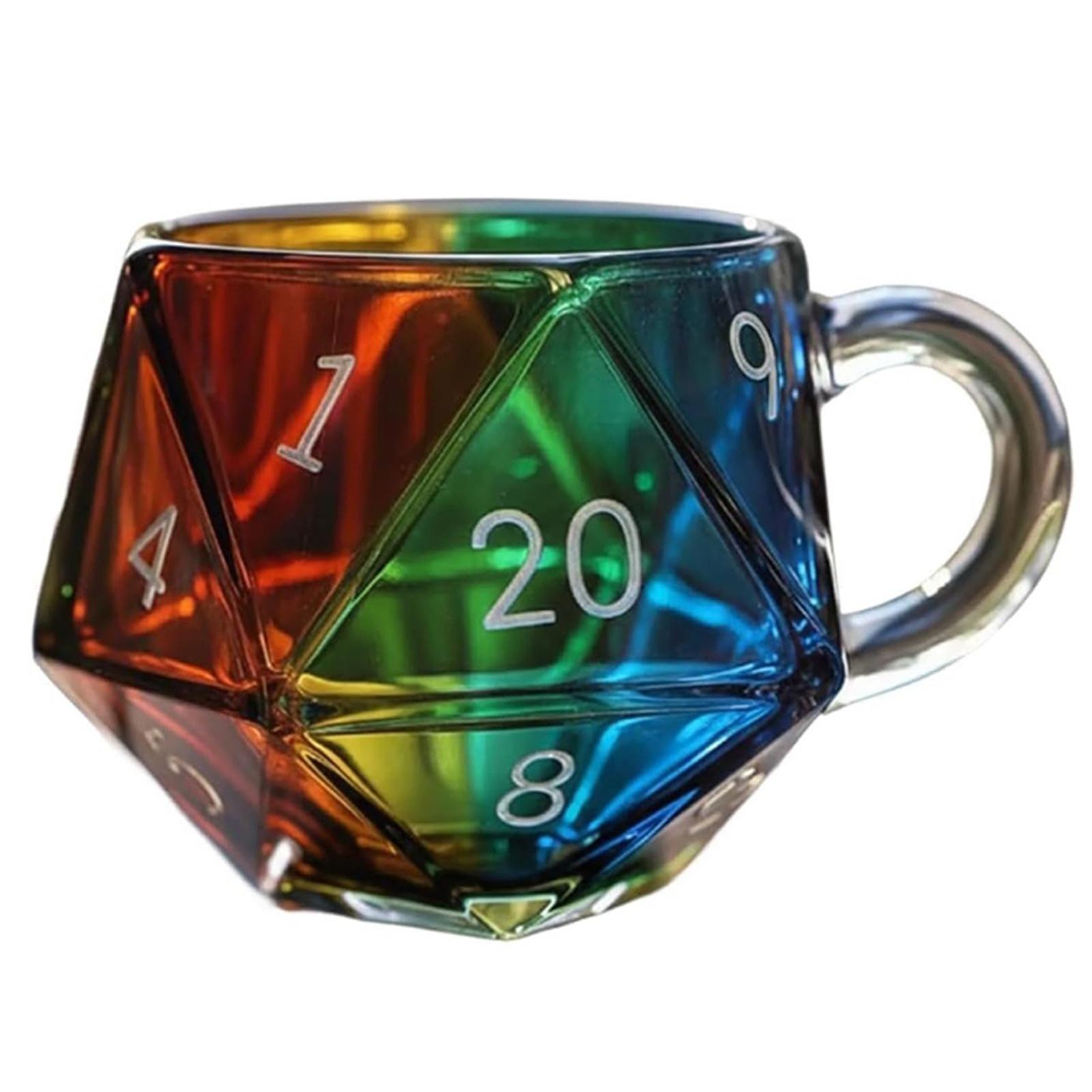 

Dice Cup Multi Sided Digital Cups Die Glass Mug Handle Unique Desktop Coffee Venue Perfect Fantasy Enthusiasts