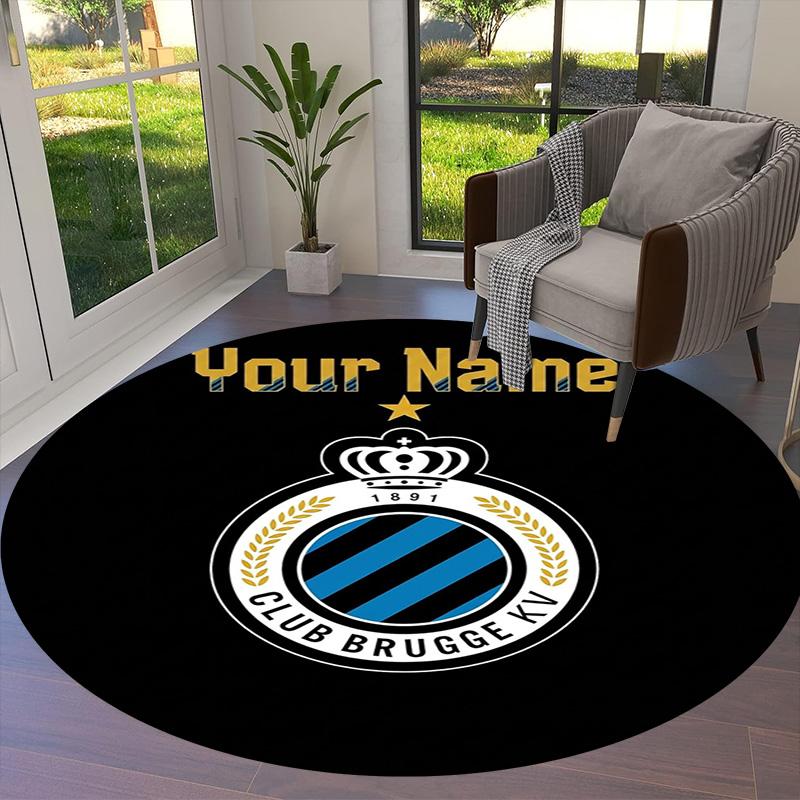Club Brugge Kv Crest Custom Name Round Area Rug Carpet Rug For Living Room Bedroom Sofa Playroom Decor Nonslip Floor Mat