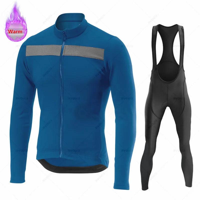 Thermal Fleece Cycling Jersey Set, Racing Bike Suit, Mountain Bicycle Clothing, New Team, Winter Velvet Warm Cycling Clothing Suit Set