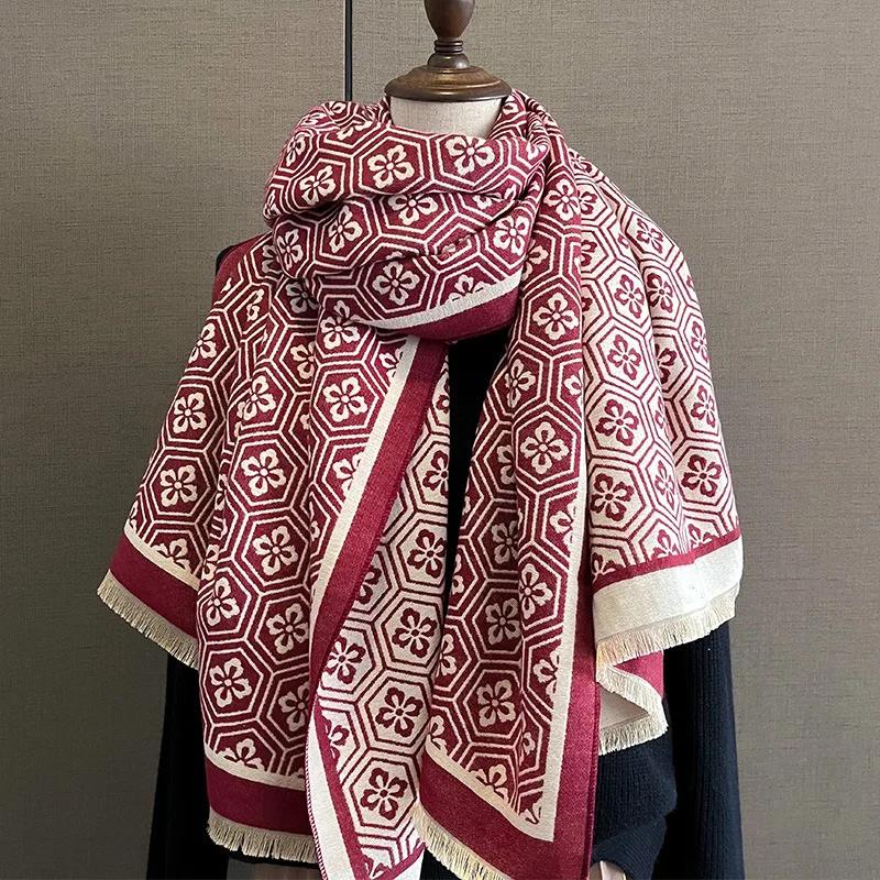 Nový Zimný Hrejivý Kašmírový Šál Dámsky Šál Pashmina Hrubý Šál Deka Bufanda Cestovný Šál Dámsky Vzorovaný Šál