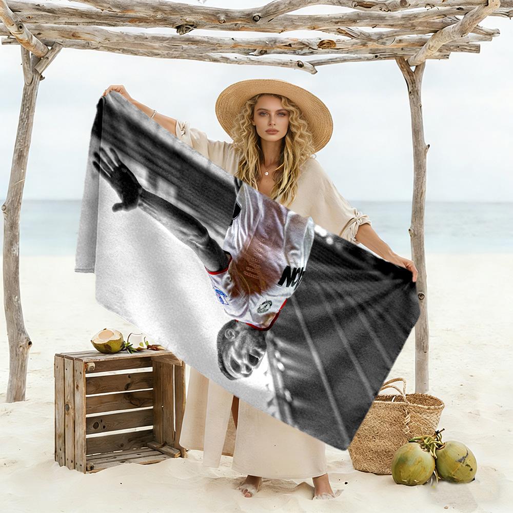 Football Player Celebration Moment Beach Towel Super Soft & Absorbent Comfortable Lightweight