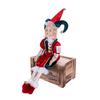 Rot-Grün-Gold Retro Hofnarren sitzende Weihnachtsfigur