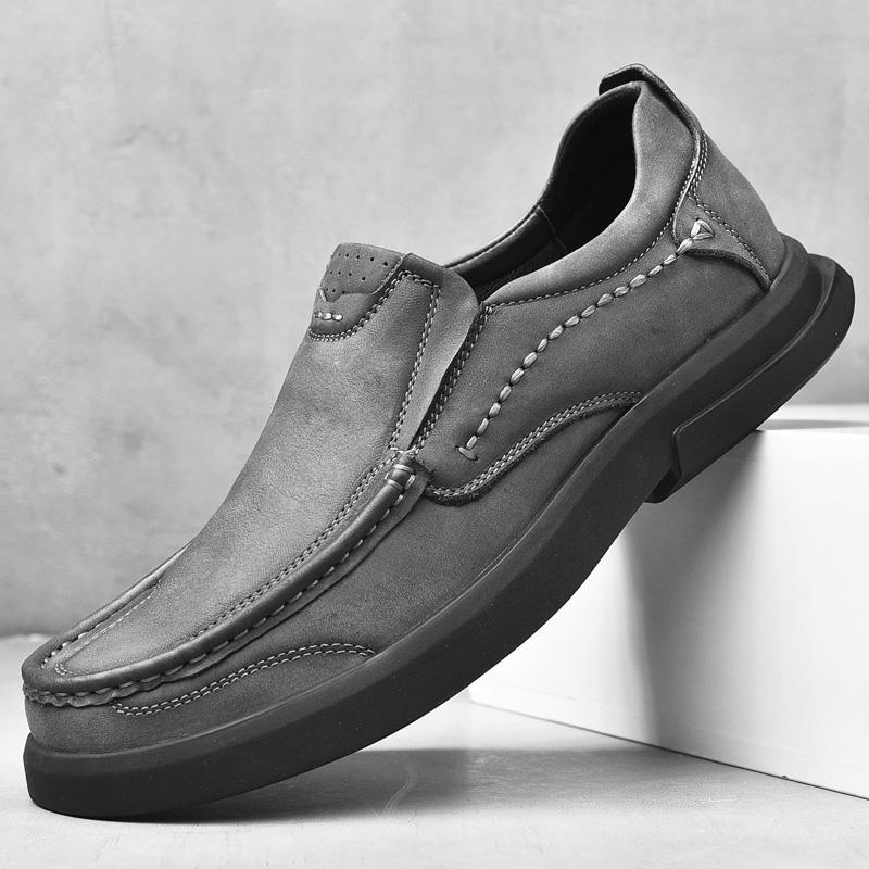 Fashion Genuine Leather Mens Casual Shoes Handmade Oxford Shoes Lace Up Leisure Walk Sneakers Non-Slip Male Hiking Shoes Walking Loafers