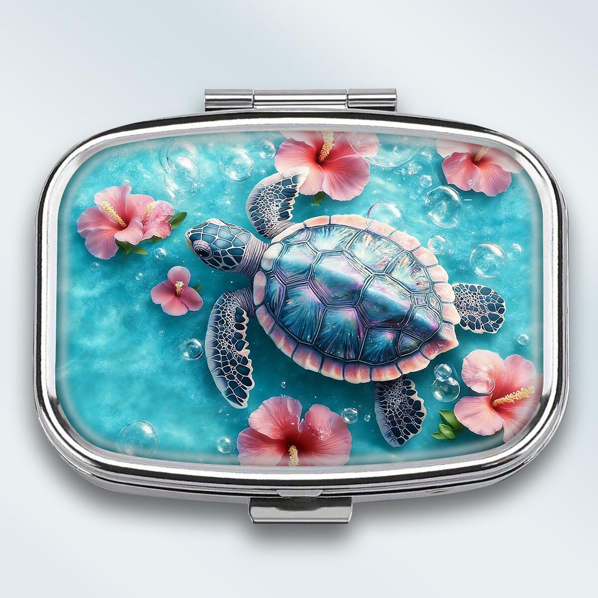 

Portable Pill Box with 2 Compartments, Mini Metal Medicine Organizer Case, Cute Printed Pill Container for Vitamins, Pills, Jewelry, Travel, Daily Use різнокольоровий