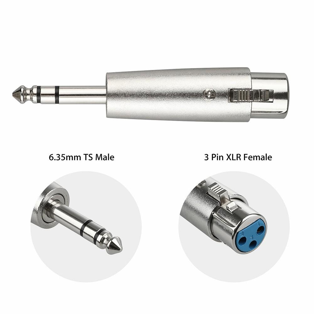 4-Pack 3-Pin XLR Female to 6.35mm Stereo Male Plug TRS Audio Cable Mic Adapter