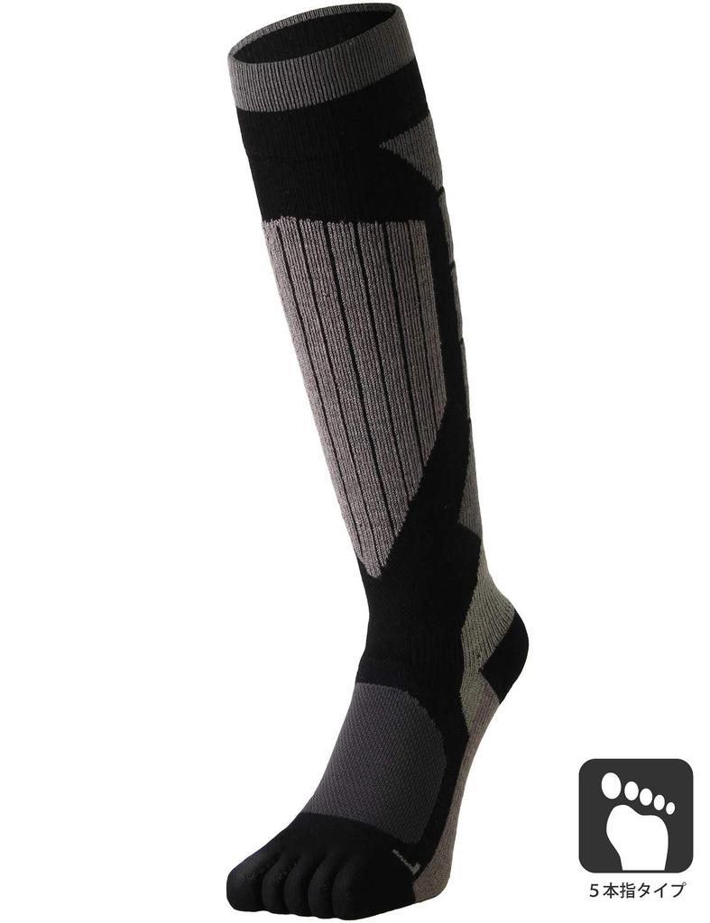 VAXPOT Merino Wool Compression for Snowboarding and Graduated Compression Design with Sizes Socks, Five-Toe, Skiing, Protection, VA-1763 BLK, 23-25cm