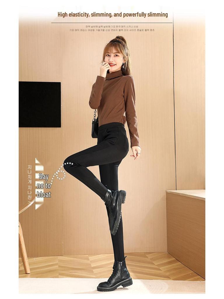 Hohe Taillen Dicke Schwarze Plus Size Leggings für Damen - Schlankmachende Skinny Hosen für Herbst/Winter