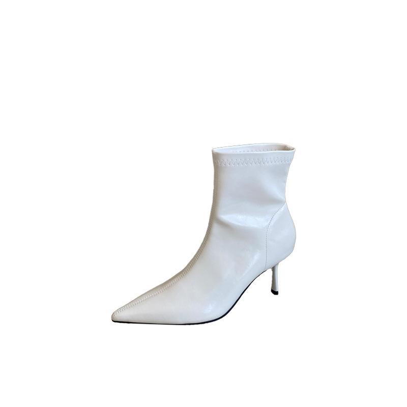 2025 autumn and winter new pointed thin heel high heel temperament French fashion sexy beautiful women short boots