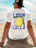 2026 Nuova T-shirt Estiva Unisex 100% Cotone Puro Stampata con Motivo Limone Elegante Casual Comoda Vestibilità Larga Stile Atletico