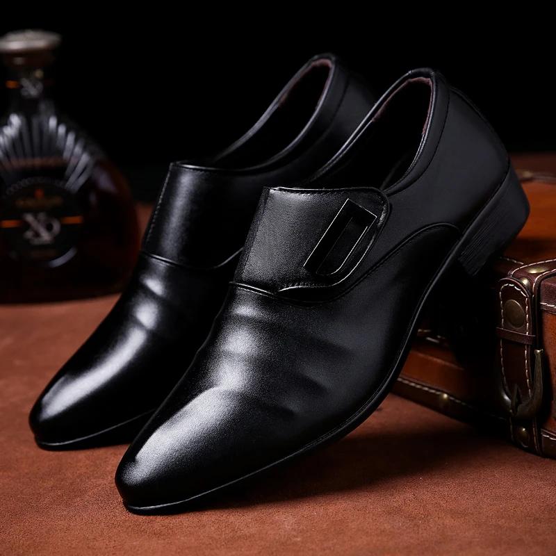 

2025 New Men s Low Top Leather Shoes Handmade Leather Casual Men s Shoes Brand Design Trendy Brown Men s Ball Wedding Shoes Men 38 чорний