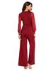 Women's V-Neck Mesh Stitching Rivet Straight-Leg Jumpsuit In Stock