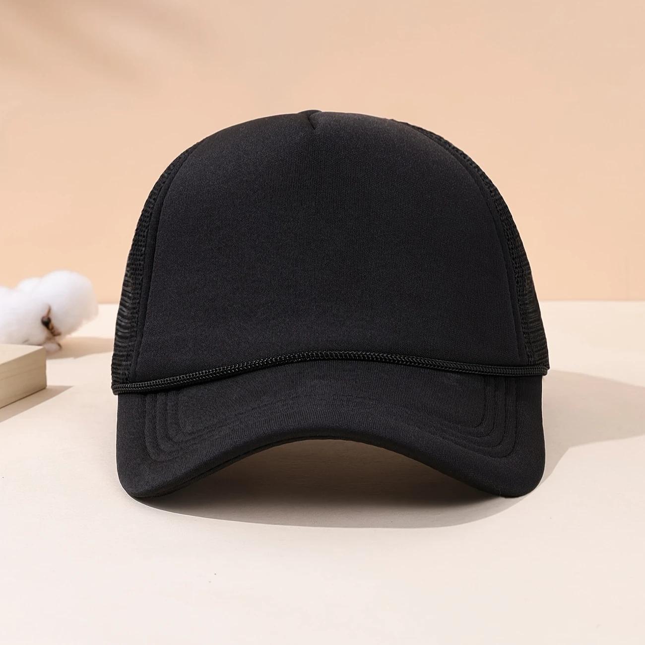 

2pcs/1pc Casual Polyester 100% Fashion Sponge Cap with Lanyard, Breathable Mesh Versatile, Baseball Cap, Truck Driver Hat
