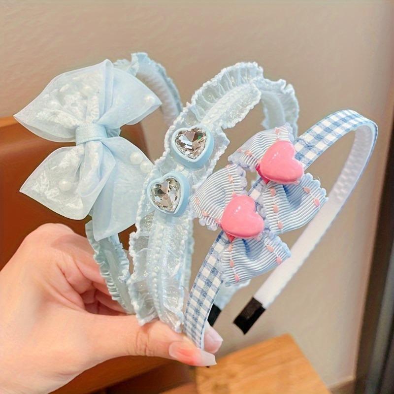 3PCS Elegant and Sweet Lace Floral Mesh Non-slip Headband, Charming Bow Decoration, Stylish Hair Accessories