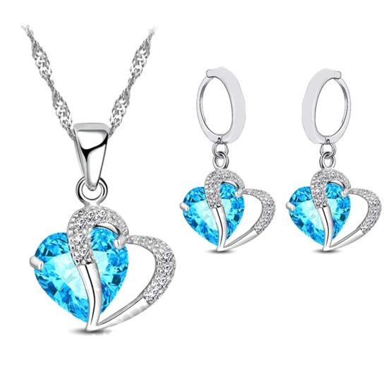 1 Set Hängeohrringe Geometrisch Strass Hochglanz Zirkonia Feine Verarbeitung Dekoration Glänzend Herzförmiger Anhänger Halskette Damen Accessoire