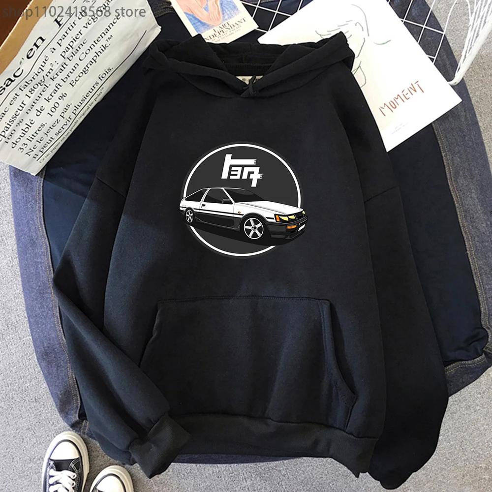 Japanese Anime Initial D Hoodies Men Kawaii Winter Tops Cartoon Car Graphic Sweatshirts Funny Harajuku Manga Unisex Clothes