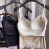 Women French Lace Fleece Lined Camisole With Built-in Bra Beauty Back Slim Fit Thermal Cami Top For Fall Winter