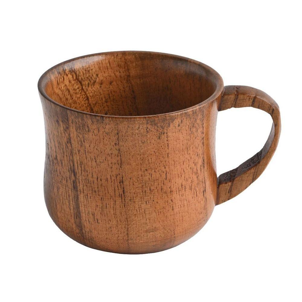 Retro Solid Wood Wooden Cup Handle Retro Coffee Cup Heat Resistant Beer Mug Office