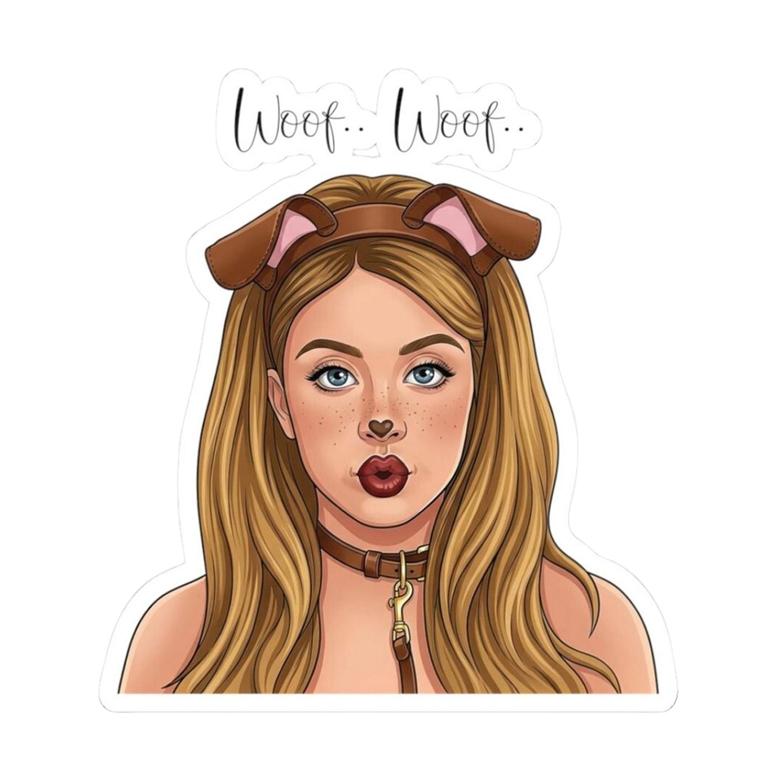 

Woof 12cm Sticker Dog Ears Headband and Collar Design Vinyl Decal for Laptops Water Bottles Notebooks and More One Size