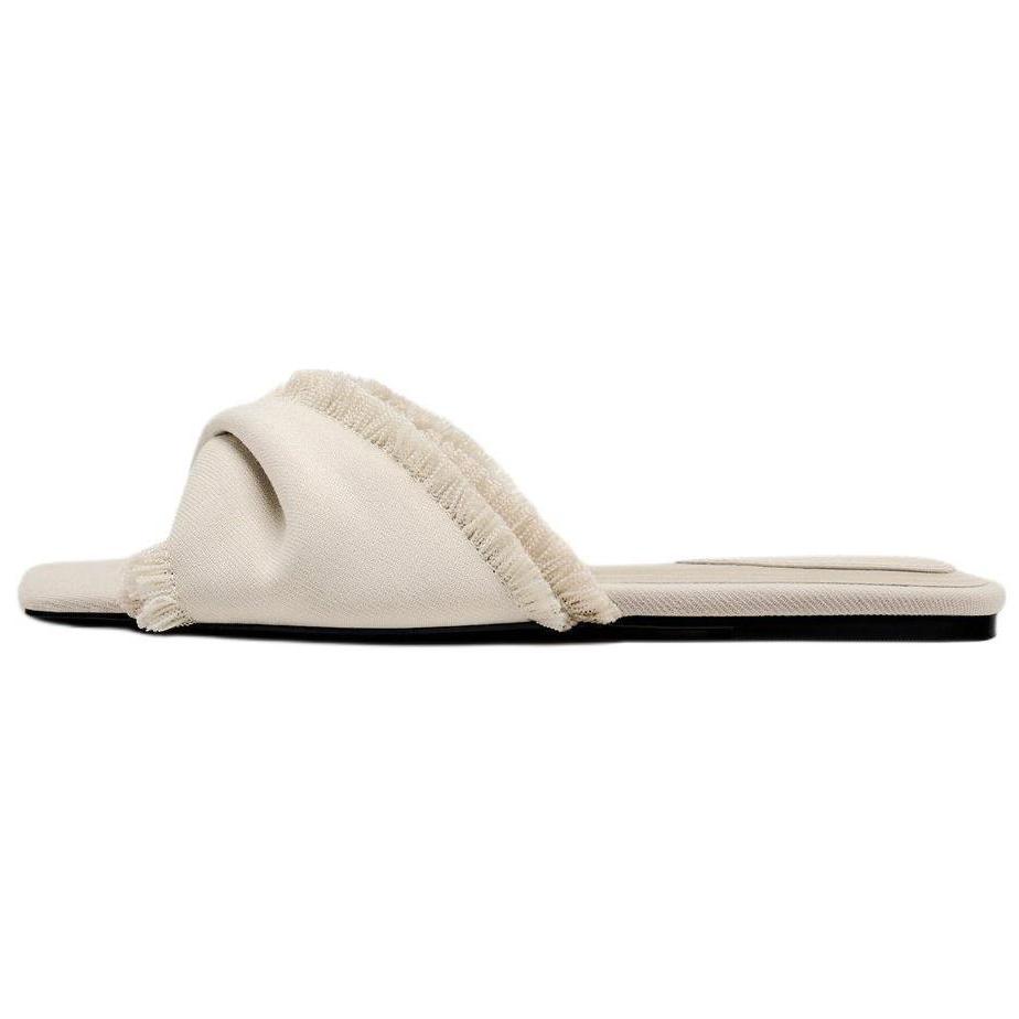 Zara Elegant Slip-On Anti-Fray Slide Sandals 1Cm Women Footwear White 13633310719