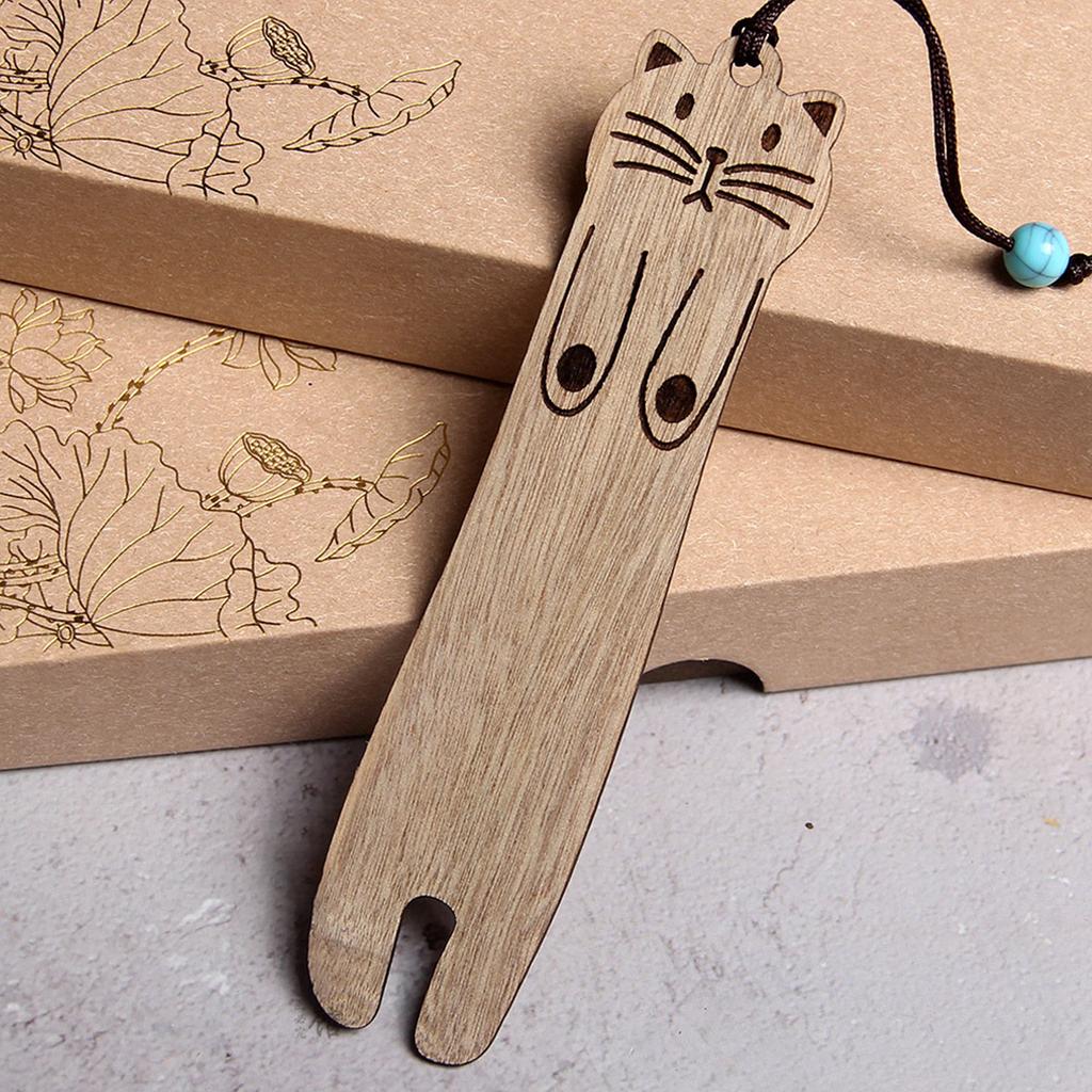 1 Pair Cats Bookmarks Wooden Bookmarks Cute Cats Page Marker Carving Book Markers Animal Bookmarks for School Office