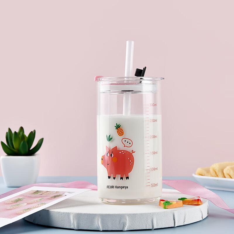 Kids' Cartoon Graduated Glass Milk Cup