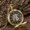 Neue Klassische Skelett Herrenuhr Vollautomatische Mechanische Taschenuhr Klappe Retro Gold Herren und Damen Antike Geschenk Uhr
