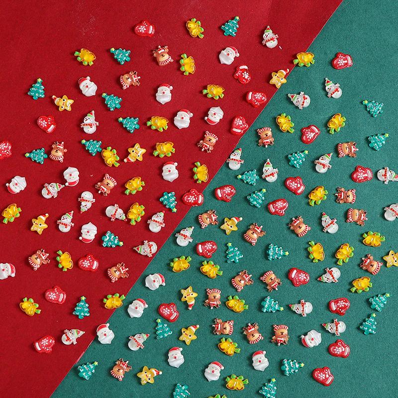 WTEMPO Mini Cute Christmas Resin Accessories Christmas Patterns DIY Crafts Hair Accessories Nail Art Scrapbooking Phone Case Making Accessories,