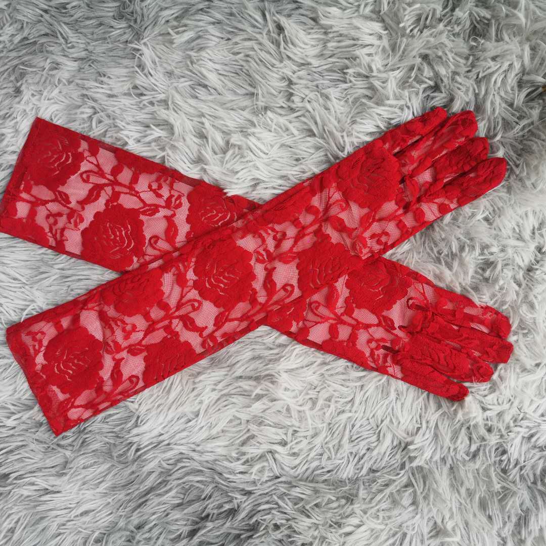 

Big Peony Flower Riding Sunscreen Medium And Long Lace Clothing Accessories Gloves one size fits all красный