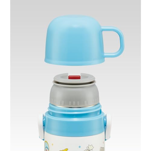 Skater Children's Water Bottle, 2-Way, 420ml (Direct Drinking) or 350ml (Cup Drinking), Sanrio "I'm Doraemon" Design, Small Capacity, Stainless Steel,