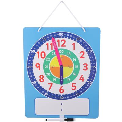 Lurrose Children's Learning Clock Set with Whiteboard, Dry-Erasable Analog Digital Time Practice Clock, 35x11 Inch, Lightweight 200G, for Classroom